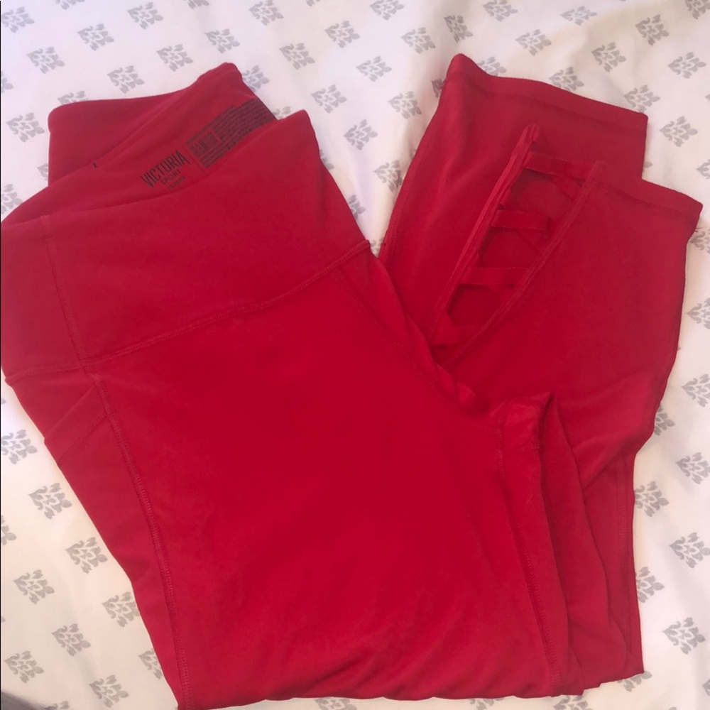 Victoria's Secret Sport Red Workout/Yoga Capris, NWOT